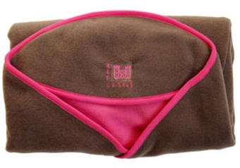 WIKKELDEKEN, Babynomade M1, bruin/framb. ,soft fleece, wrap velcro sl., aparte beenstukjes, badcapemodel, voetenzak RED CASTLE