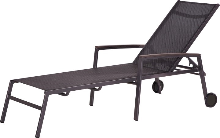 LIGBED, Cubic, alu frame, carbonkleur, stapelbaar, met wielen  4 SEASONS