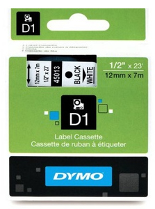 DYMO TAPE 12mm x 7m, zwart op wit, voor dymo labelpoint/manager, op blister