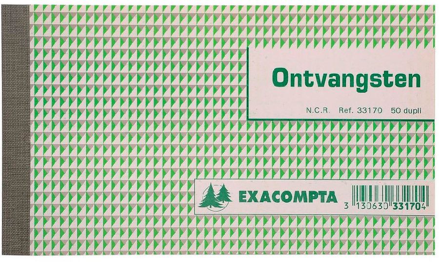 DOORSCHRIJFBOEK ONTVANGSTBEWIJZEN 50 blad,10,5 x 18 cm, dubbel, NCR papier
