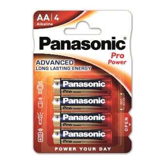 Batterij Panasonic, AA, Blister, alkaline, 1.5 V, 4 stuk(s)