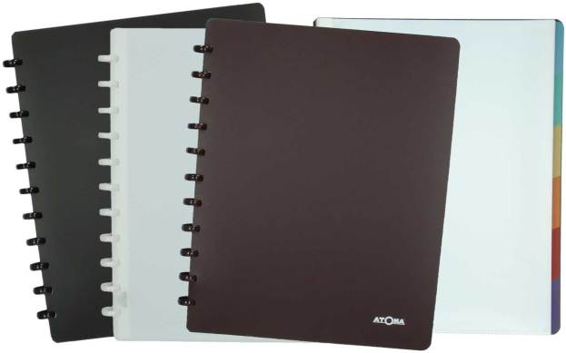 PRESENTATIE-ALBUM ATOMA, 25 pochetten, +multikleur, tabbladen,11 ringen,20 mm, 5 kleuren ass.