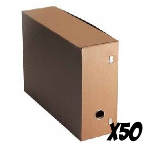 DOOS gemeentearchiefdoos, Folio, met metalen haakjes, zwaar bruin karton 36x26x11 cm, per 50