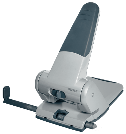 PERFORATOR zilver, Leitz, 63 blad, met instellat, extra sterke perf.,anti slip, met U-aanleg, 3 jr garanatie, in doos