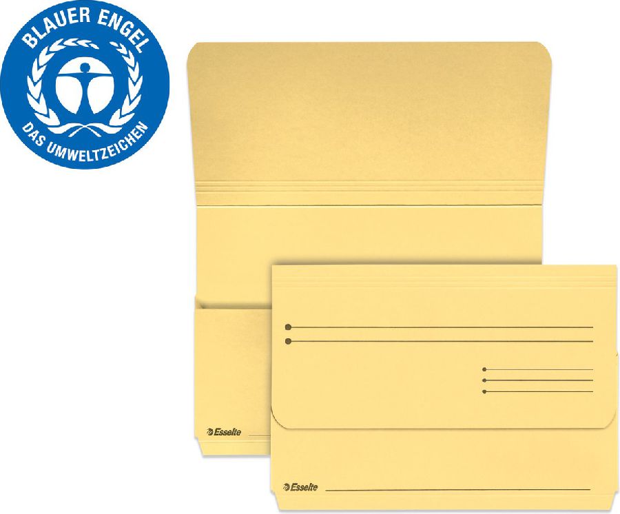 MAP omslagmodel, geel, FOLIO, karton, 295 gr., overslagklep zonder drukknop, 35x24x3 cm, Pochetfile