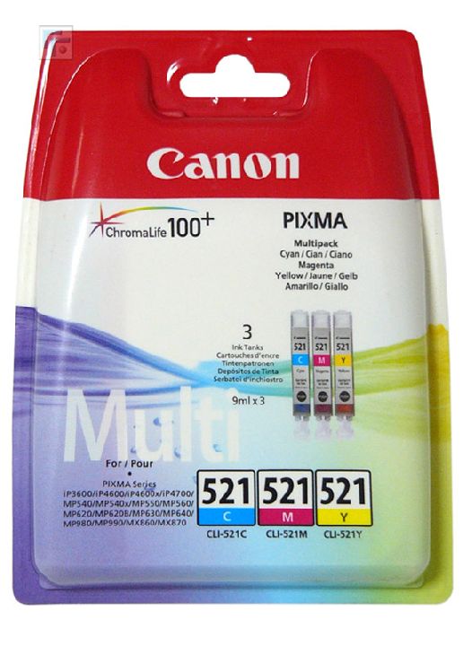 Cartridge CANON CLI-521 C/M/Y Multipack cyan/magenta/yellow | Paradisio
