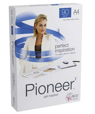 PAPIER Pioneer, 90 gr, A4, A-merk per pak van 500 vellen, ultra wit inkjet, copy en laser