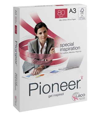 PAPIER Pioneer, 80 gr, A3, A-merk per pak van 500 vellen, ultra wit inkjet, copy en laser