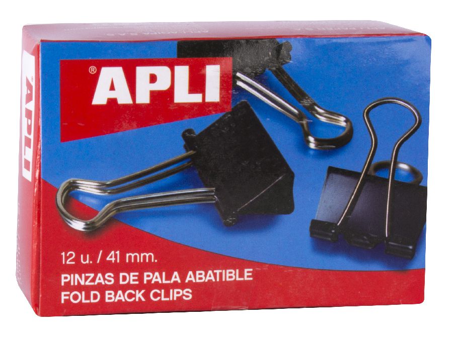 CLIPS Foldbackclips, 41 mm, zwart, 12 stuks