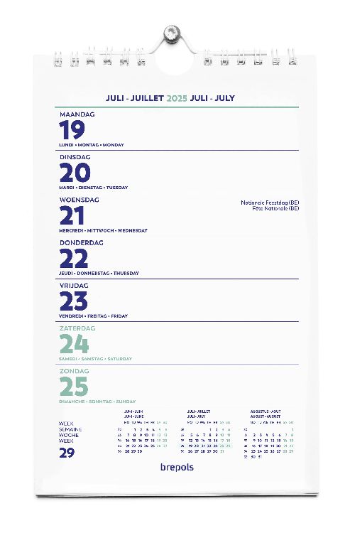 Kalender Brepols Wand-week kalender, wandkalender, 2027