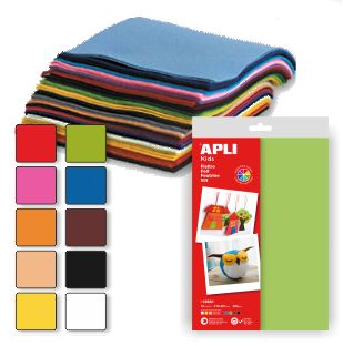 VILT ass. 10 kleuren, 210x297mm, vilt, 10 vellen, hoge kwaliteit 250g/m², Zeer zacht, kneedbaar en resistent