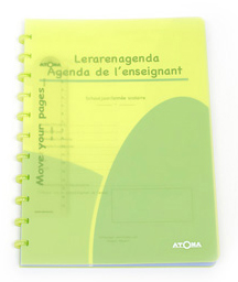 AGENDA A4+, Lerarenagenda, Eindeloos- tweetalig, met puntenboekje en week planning, 5 kleuren ass,