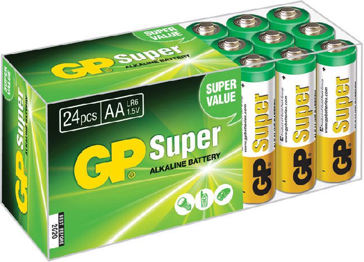 Batterij GP Super, AA, Brick Box, Alkaline, 1,5 V, 24 stuk(s)