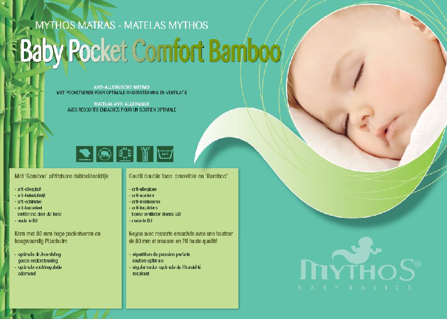 Matras MYTHOS Baby Pocket Comfort Bamboo, geschikt voor babybed 60x120