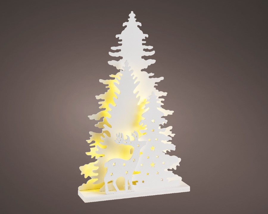 Verlichting Lumineo, boomlandschap met hert, L 5 x B 21.5 x H 35.5 cm