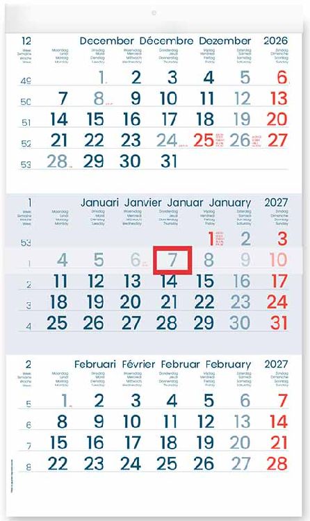 Kalender Driemaandenkalender Manager wandkalender, 2027