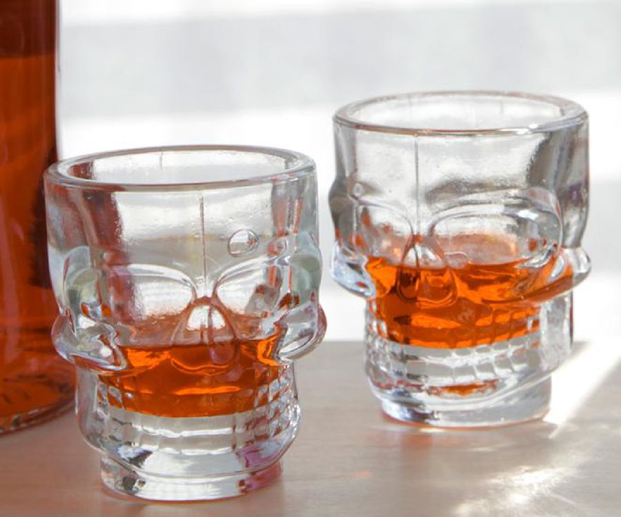 Shotglaasjes Kikkerland, Shot Glass + Skull
