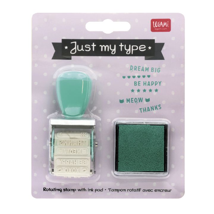 Stempel Legami Just my type, stempel met inkt