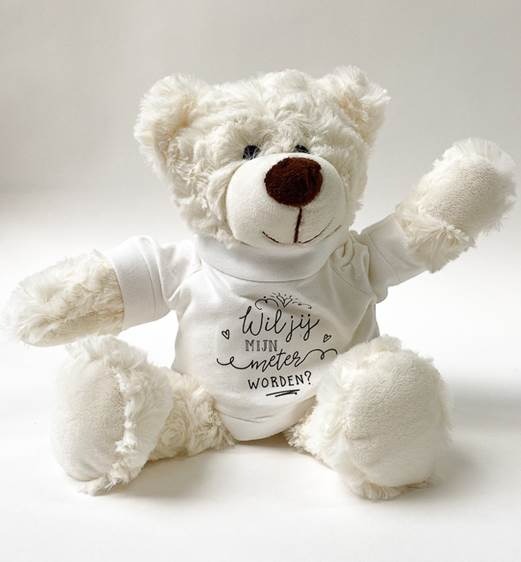 Knuffel MINIMOU, Bear White - Wil je mijn meter worden?