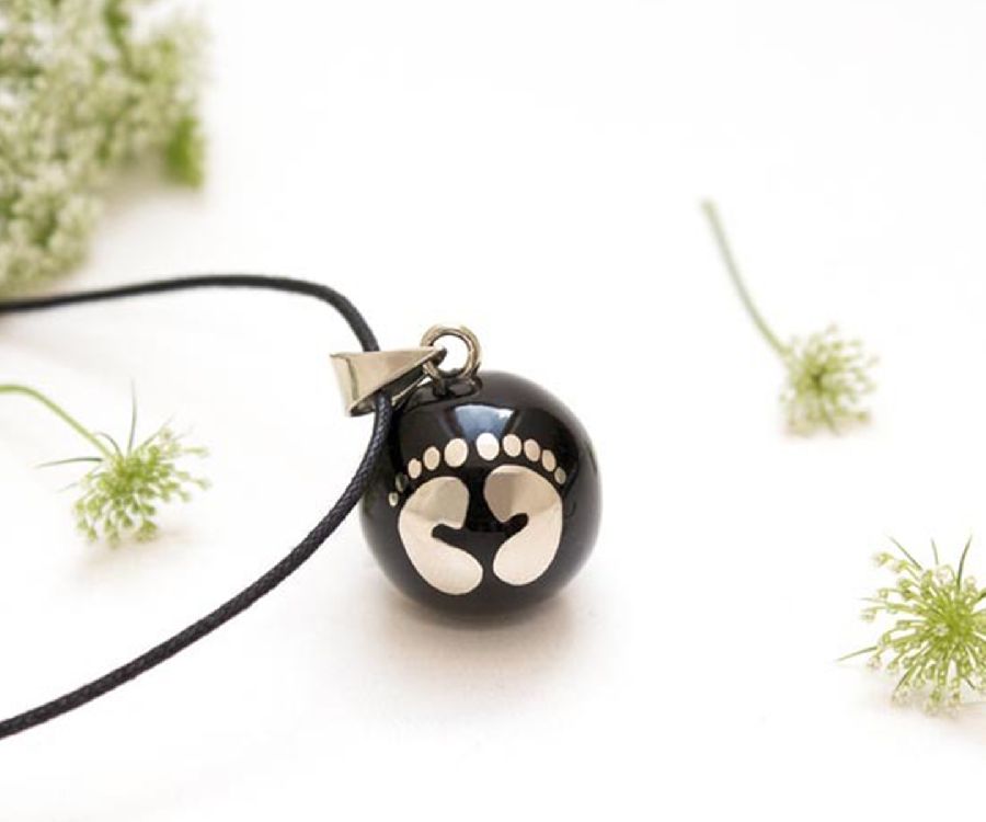 Zwangerschapsbelletje Bola Pregnancy jewel, touw/belletje | Black & White