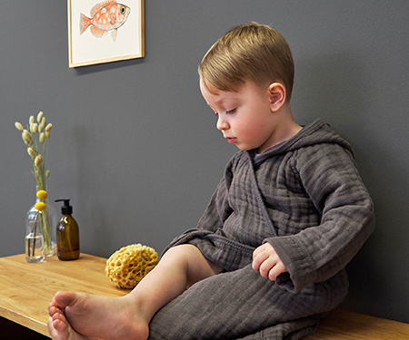 Badjas Laessig Bathrobe | Muslin anthracite