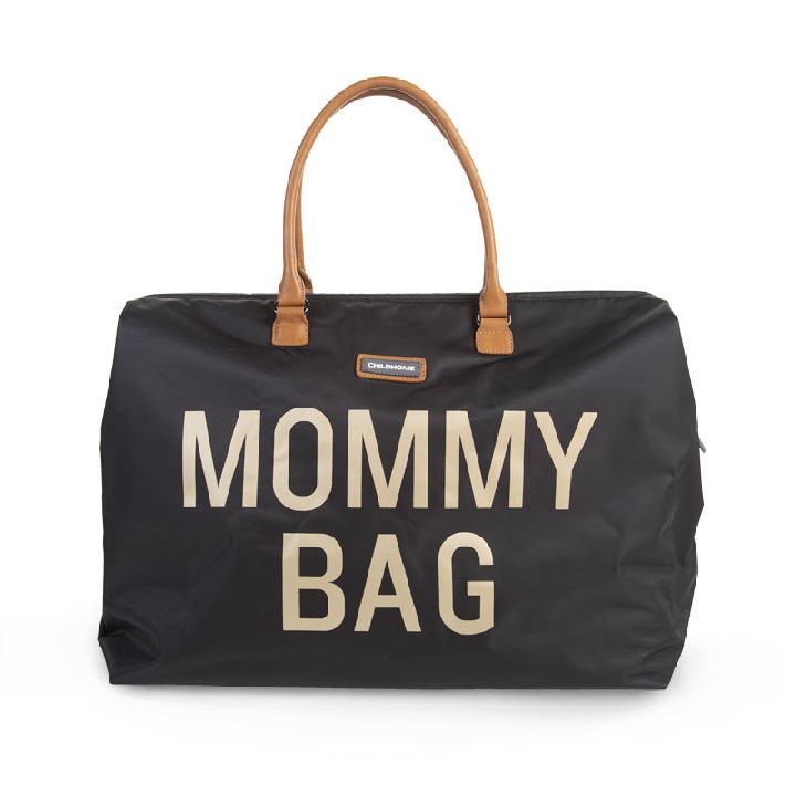 Verzorgingstas Childhome Mommy Bag Nylon, draagtas met luiermat | Nylon black-gold