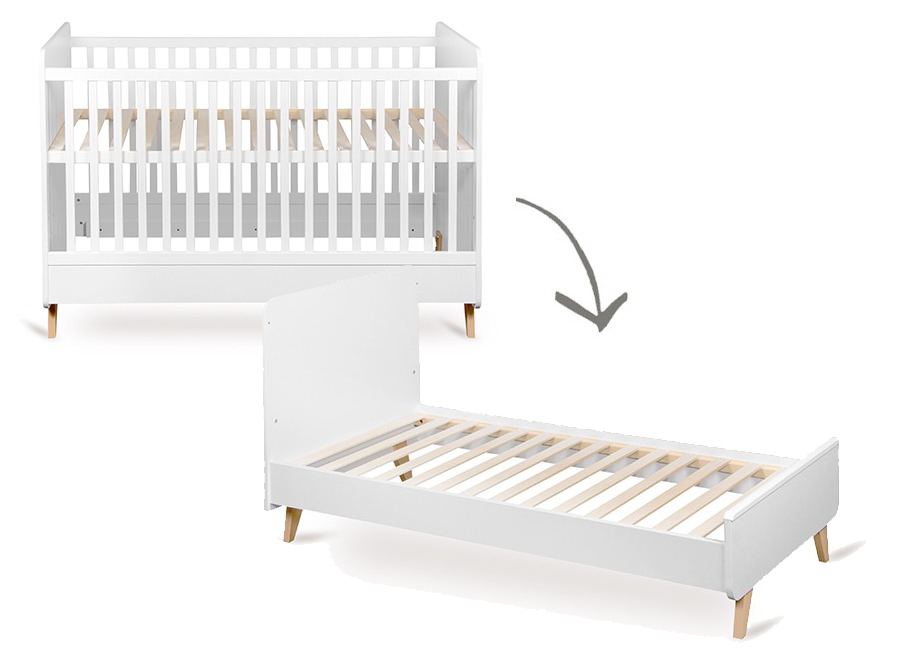 Bed Quax, Loft White, Loft White 70x140 omvb, babybed omvormbaar tot juniorbed