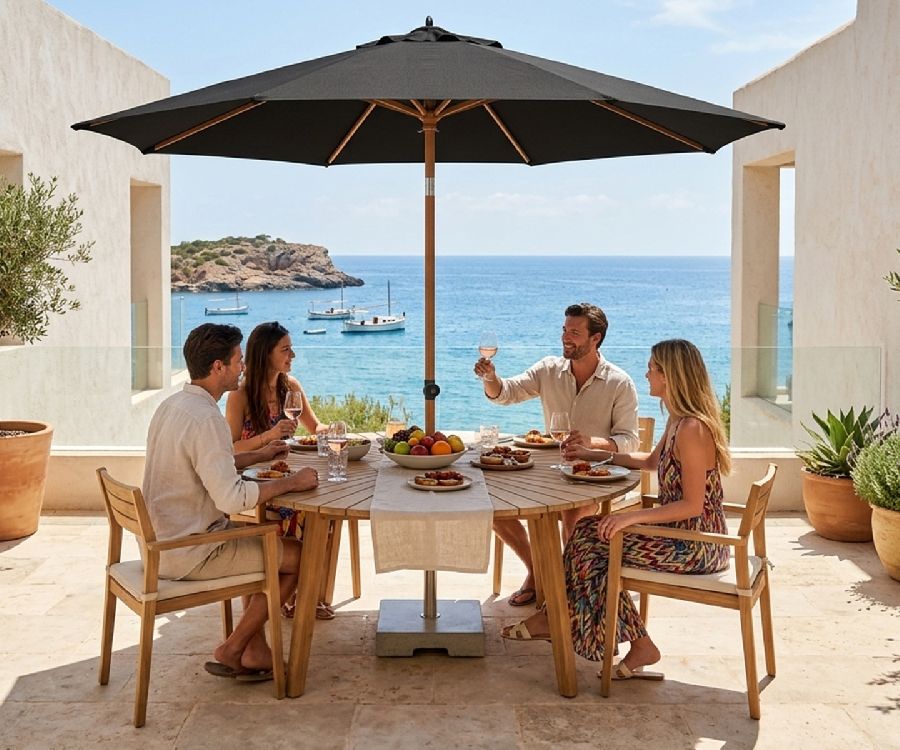 Parasol 4 Seasons Outdoor, Azzurro, charcoal, 300 x 285 cm