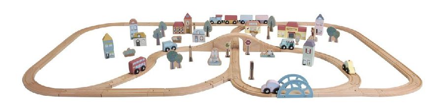 Autobaan & treinspoor Little Dutch Treinbaan XL - Starterkit | Treinbaan