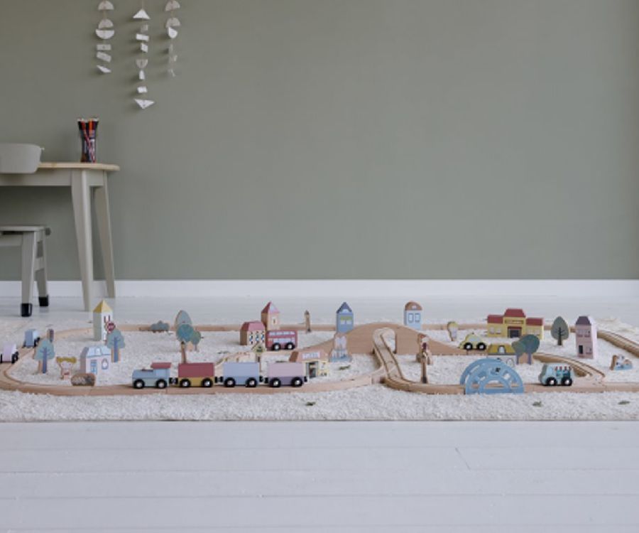 Autobaan & treinspoor Little Dutch Treinbaan XL - Starterkit | Treinbaan