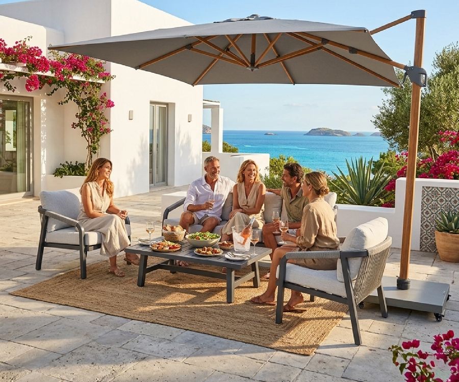 Parasol 4 Seasons Outdoor, Siesta Premium, charcoal, 300 x 300 x 275 cm