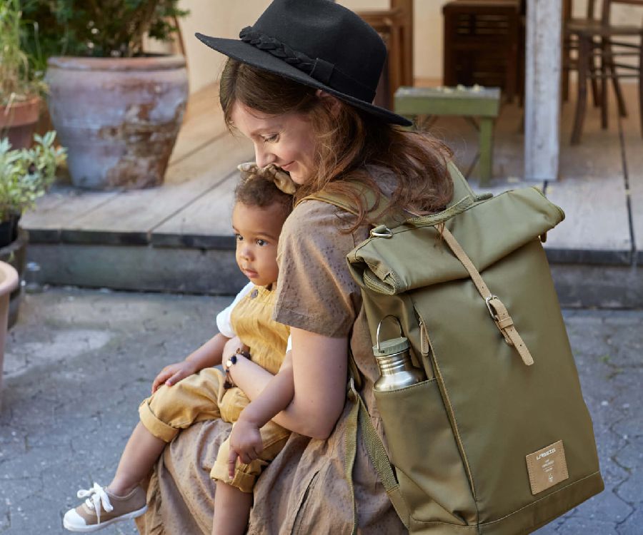 Verzorgingstas Laessig Rolltop Backpack, rugzak met luiermat | Green Label