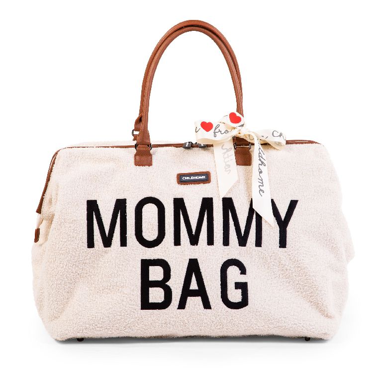 Verzorgingstas Childhome Mommy Bag Teddy, draagtas met luiermat | Teddy white