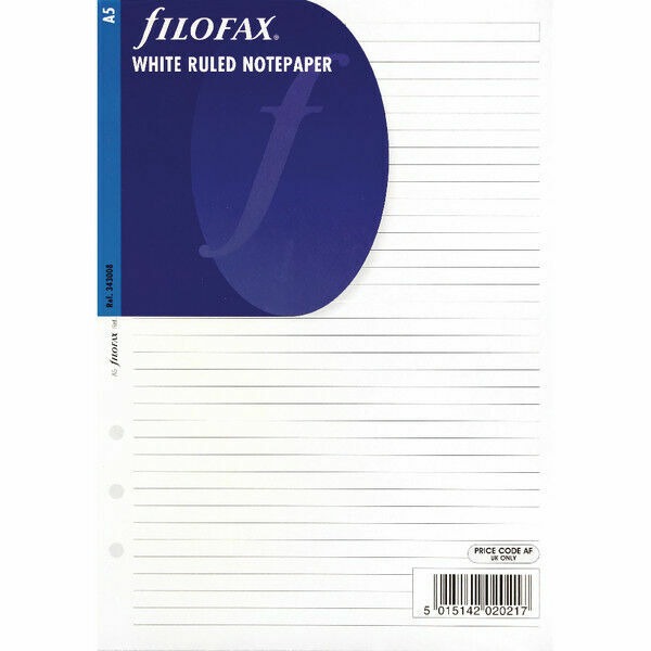 Agendavulling Filofax Org Und A5 White Ruled Notepaper, notitieblaadjes, geschikt voor Filofax