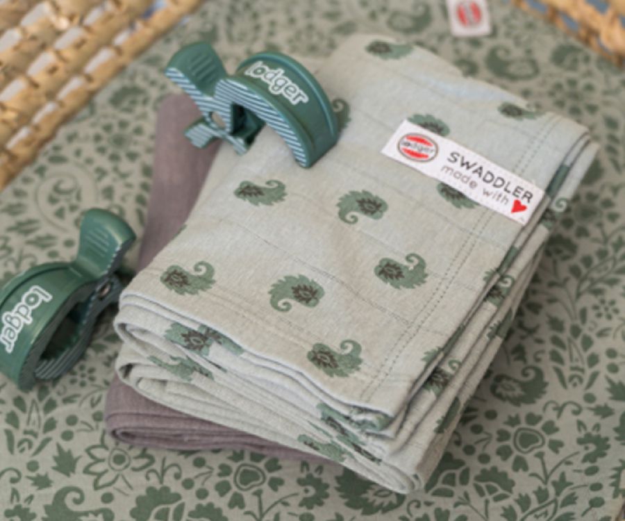 Tetra doek Lodger Swaddler 2-pack | Flower Tribe Silt Green