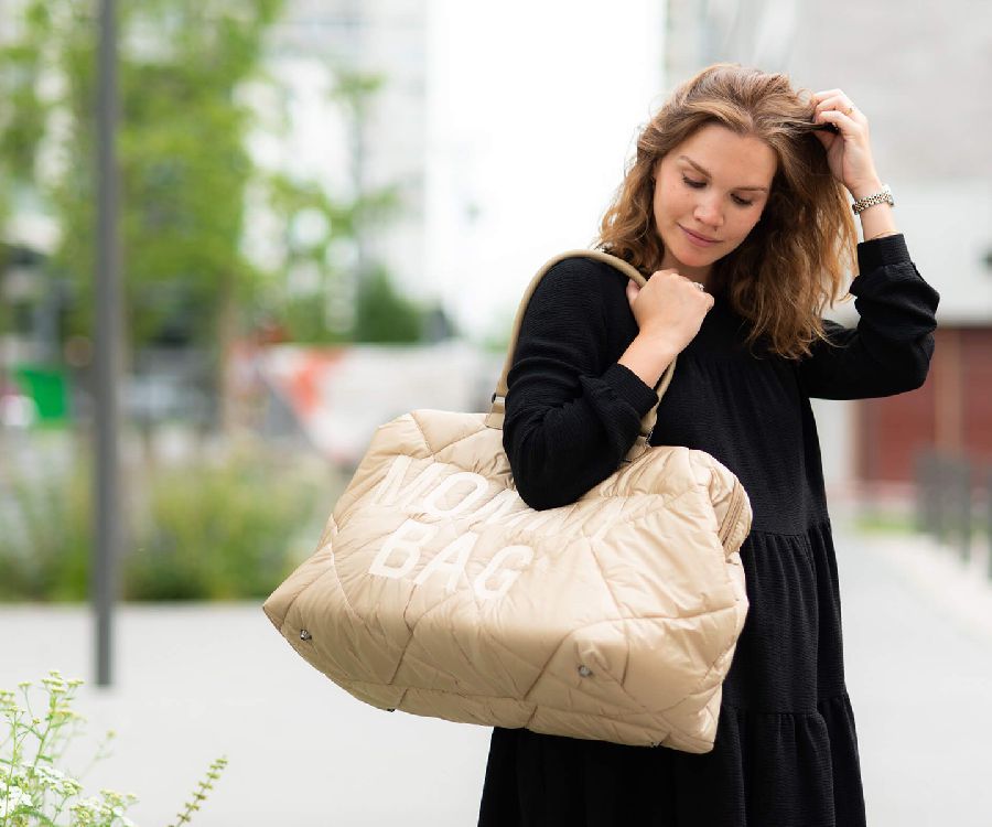 Verzorgingstas Childhome Mommy Bag Puffered, draagtas met luiermat | Puffered beige