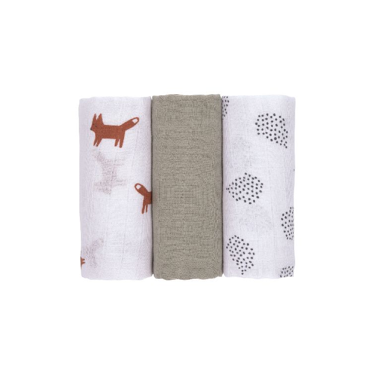 Tetra doek Laessig Swaddle & Burp Blanket M | Little Forest Fox