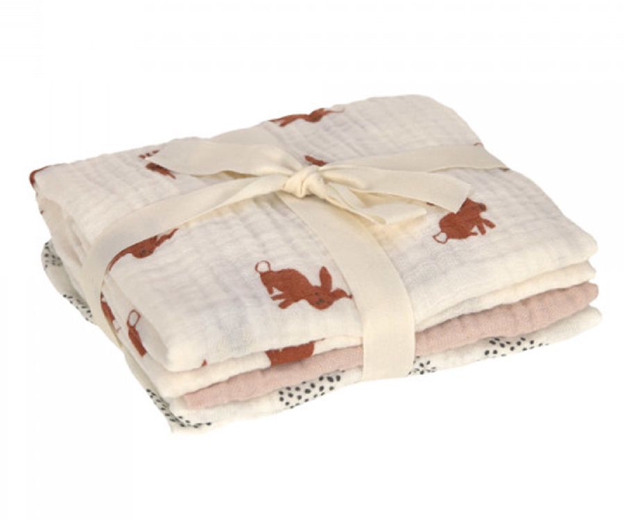 Tetra doek Laessig Swaddle & Burp Blanket M | Little Forest Rabbit