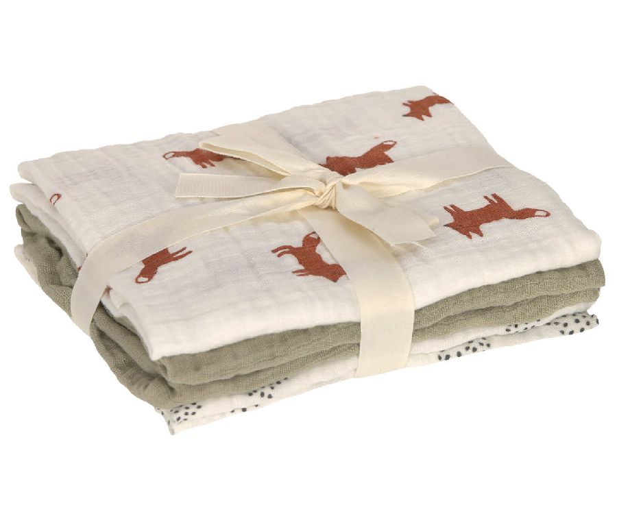Tetra doek Laessig Swaddle & Burp Blanket M | Little Forest Fox