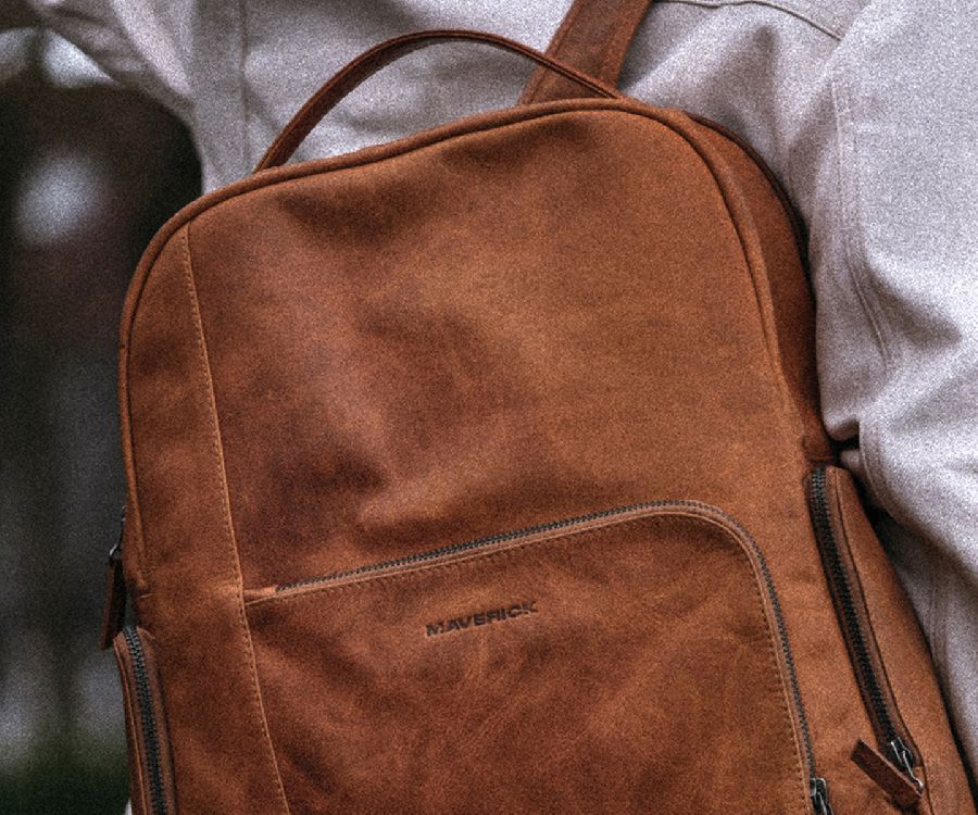 Rugzak MAVERICK Leather Backpack W Laptop Pocket 14  | New Men