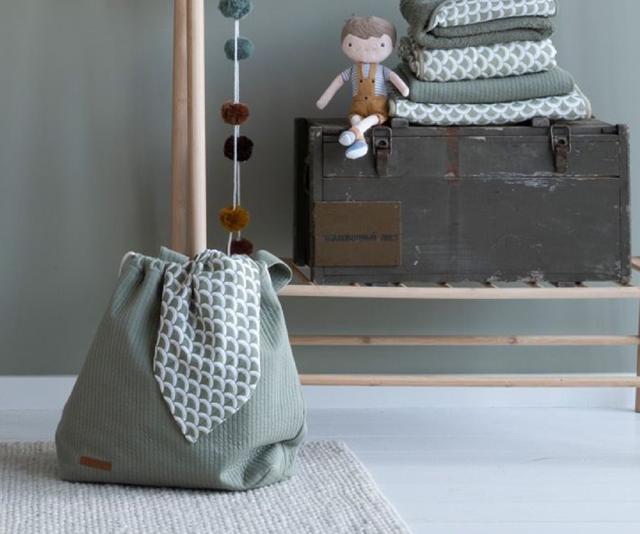 Opbergzak Little Dutch Boxzak, geschikt voor aan het babybed/park | Pure Olive