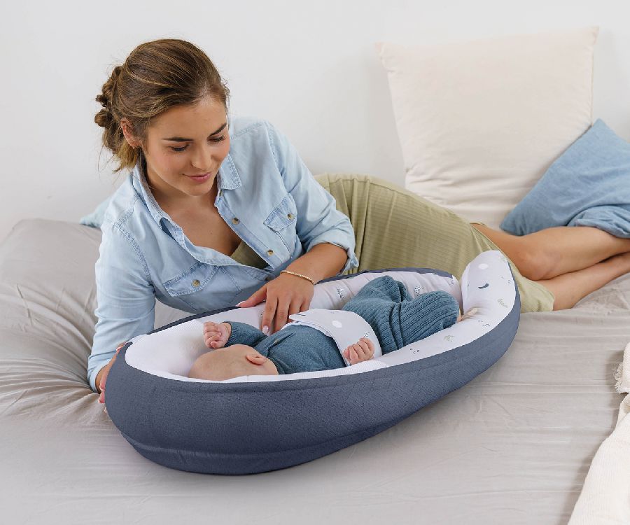 Babynest Doomoo Cocoon | Blue Grey Moon