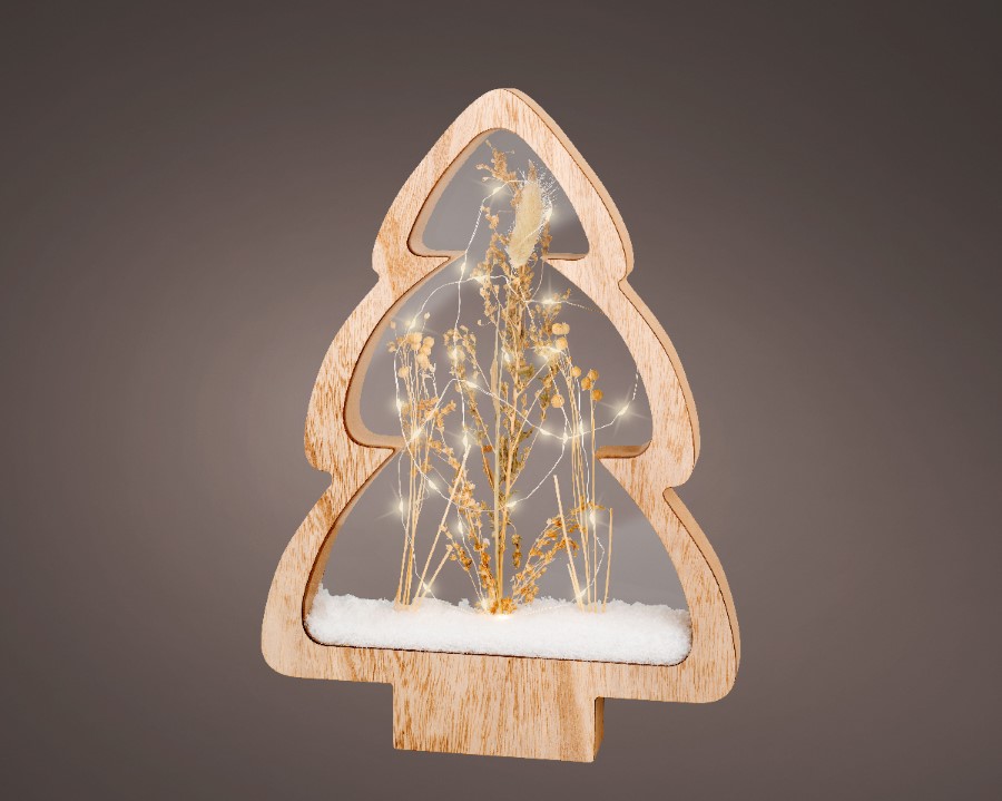 Verlichting Lumineo, boom met gedroogde bloemen, L 4.3 x B 27.5 x H 38 cm