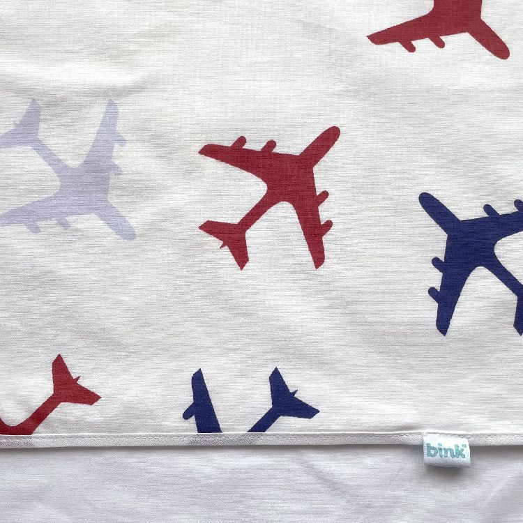 Laken Bink Bedding, geschikt voor wieg/draagmand/park | Planes blauw