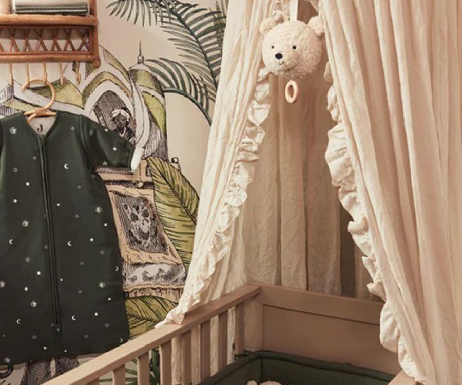 Klamboe Jollein Klamboo, geschikt voor babybed/eenpersoonsbed | Vintage ruffle nougat