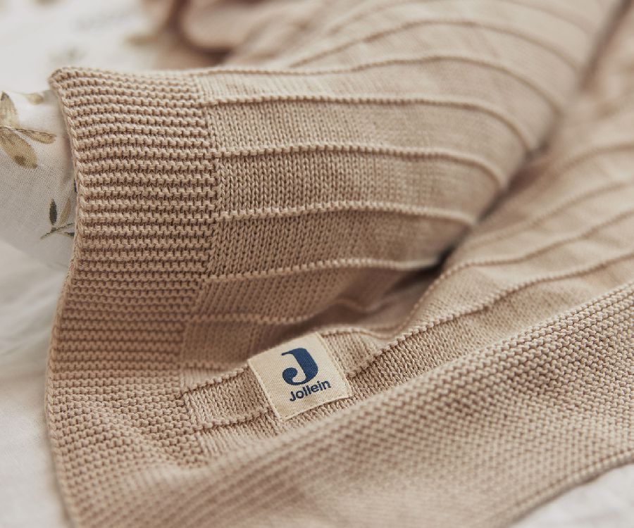 Deken Jollein, geschikt voor wieg/draagmand/park | Pure Knit biscuit