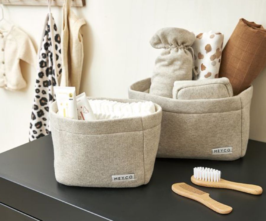 Verzorgingsmand Meyco Baby Commodemand M | Knit Basic sand mélange