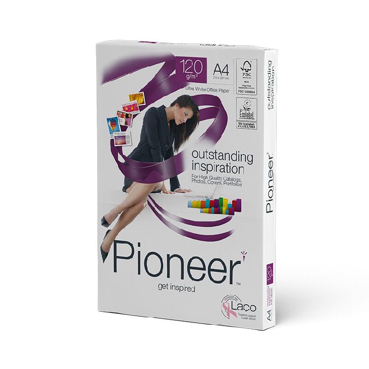 PAPIER Pioneer, 120 gr, A4, A-merk per pak van 250 vellen, ultra wit inkjet, copy en laser