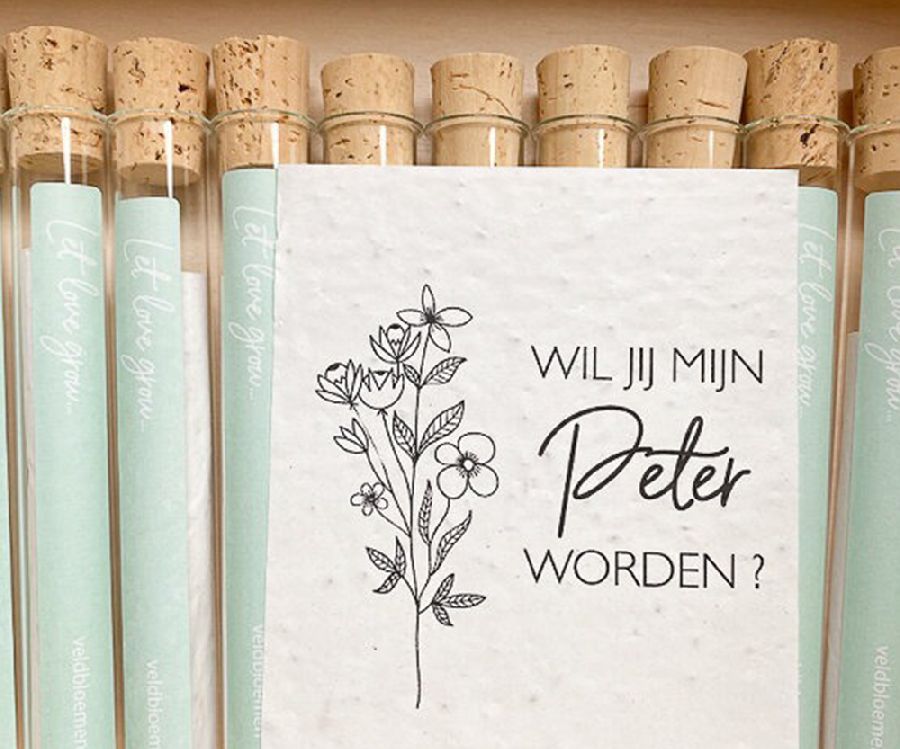 Wenskaart MINIMOU, Wishes in a tube with seeded paper, geschenkkaart | Let love grow