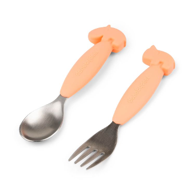 Bestek Done by Deer Deer Friends, lepel/vork | Easy-Grip Spoon And Fork Set